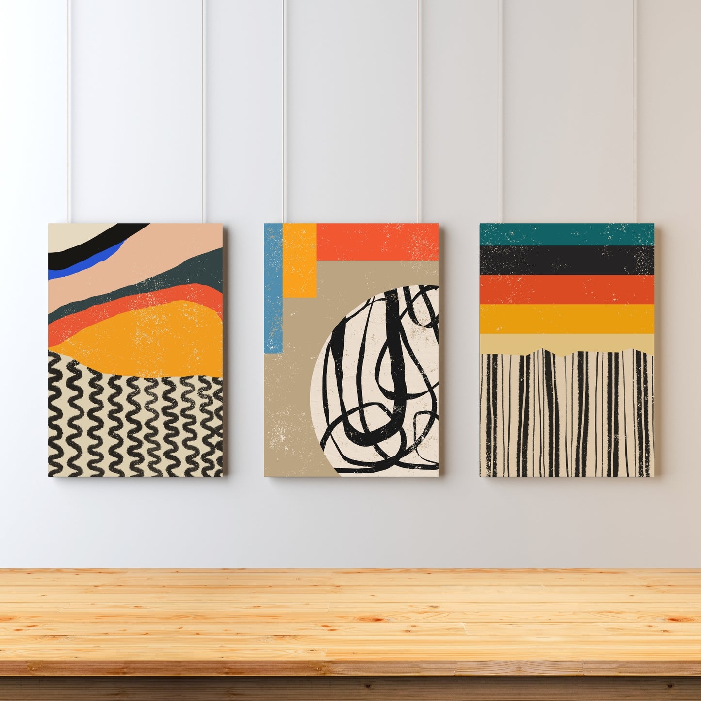 graphic abstract wall art set of 3