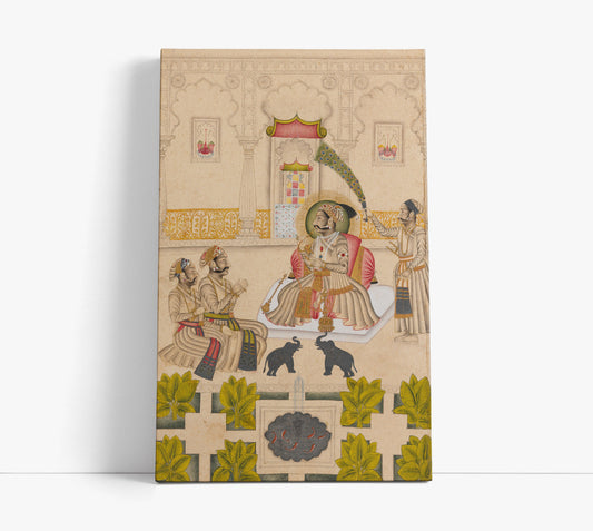 Maharana Amar Singh II with Two Silver Elephants // Wall Art Print