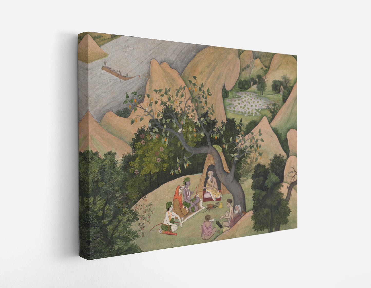 Lord Ram, Sita, and Lakshmana at the Hermitage of Bharadvaja Wall Art Print - Artrise