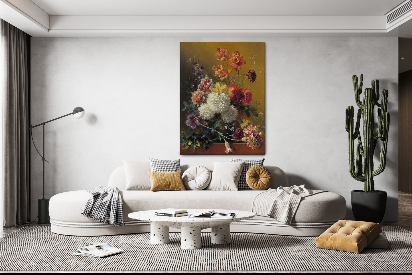 Still Life with Flowers (ca. 1860) by Georgius Jacobus Johannes van Os Wall Art Print - Artrise