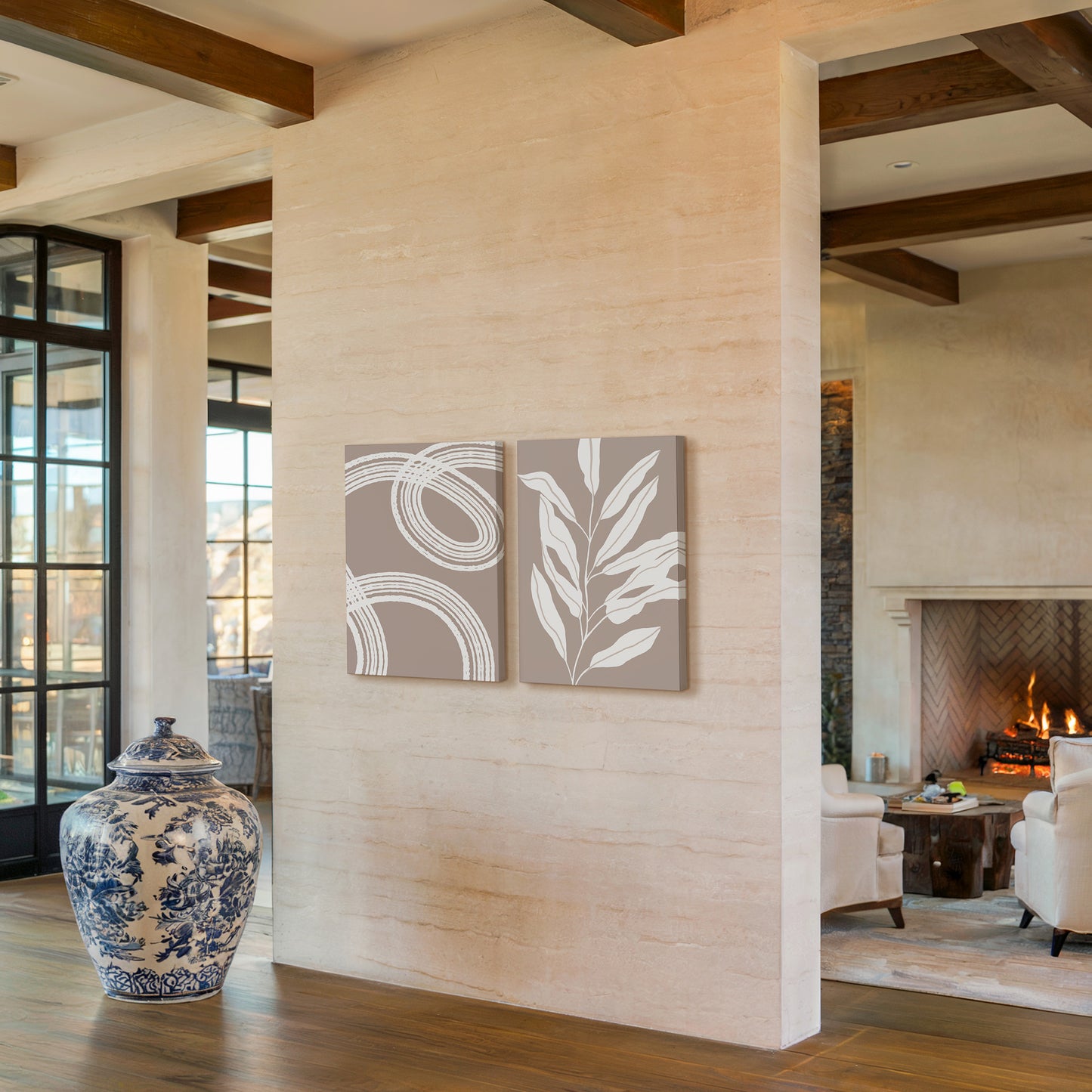 Beige minimal abstract line art wall art set of 2 β Artrise canvas prints