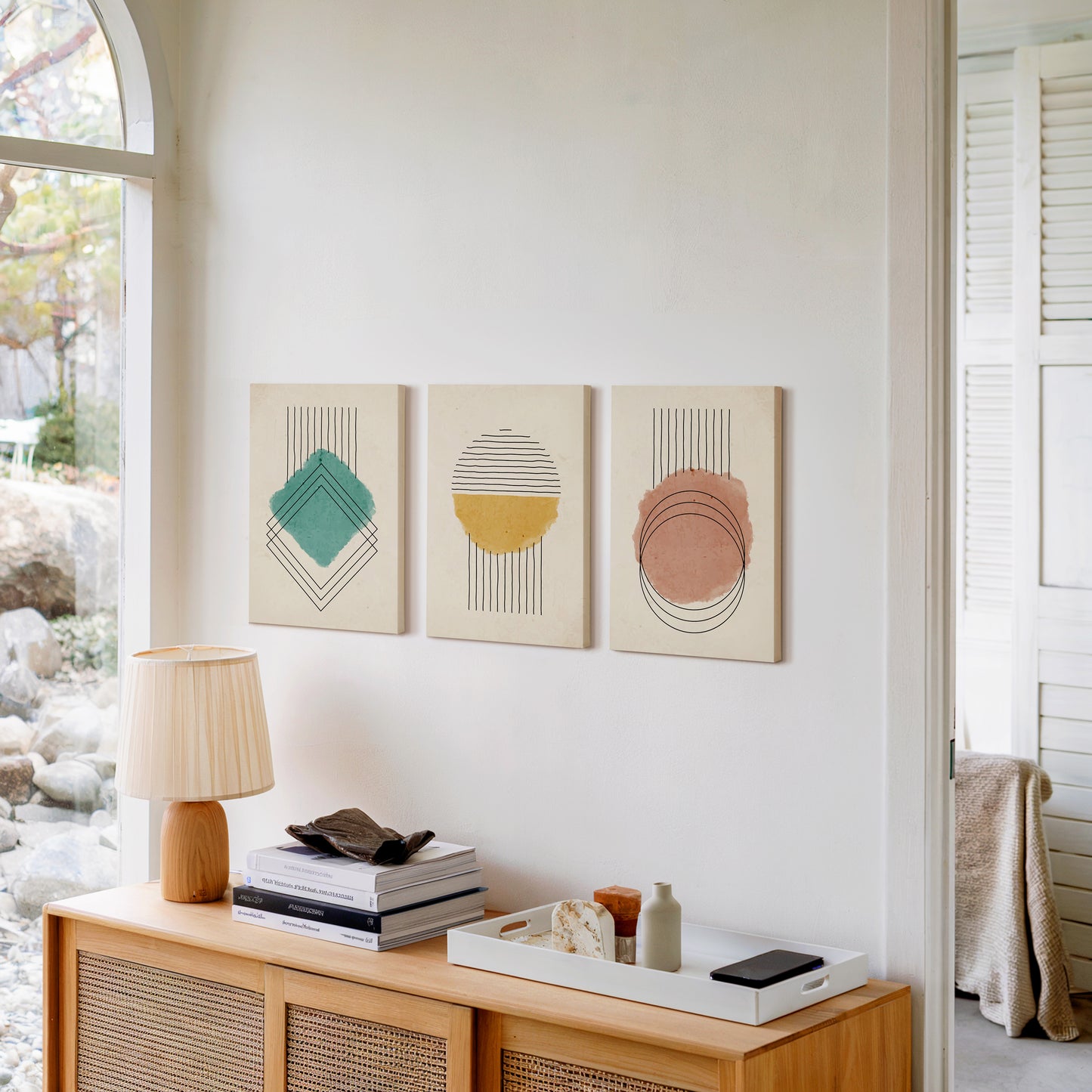 watercolor geometric wall art set of 3