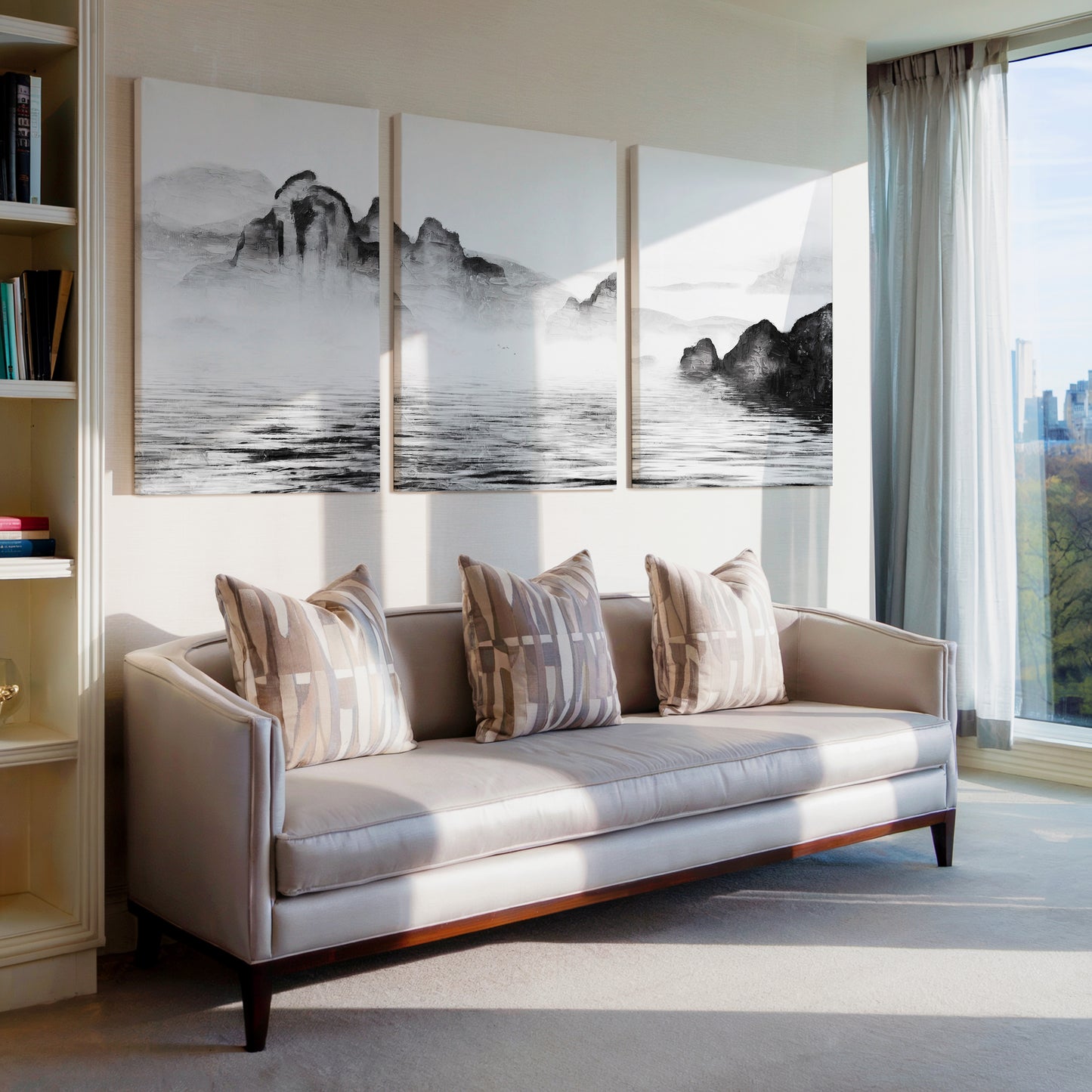 misty mountain landscape triptych wall art set