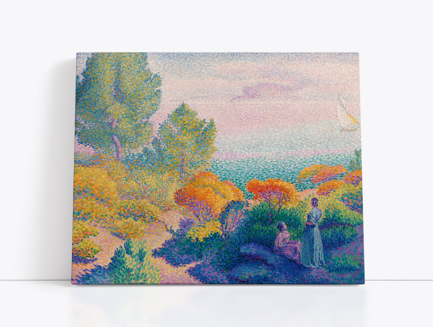Two Women by the Shore, Mediterranean (1896) by Henri Edmond Cross - Artrise