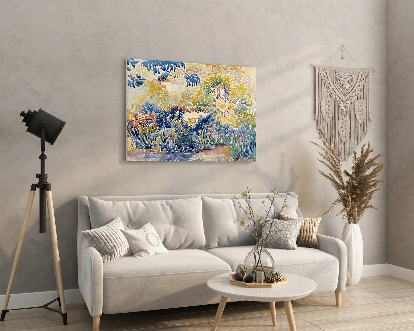 Vibrant abstract landscape canvas print for modern living room wall art decor