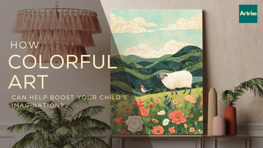 Kids wall art with adorable animal characters and pastel soothing tones, vibrant sceneries, birds and bunnies for nurseries and baby room decor