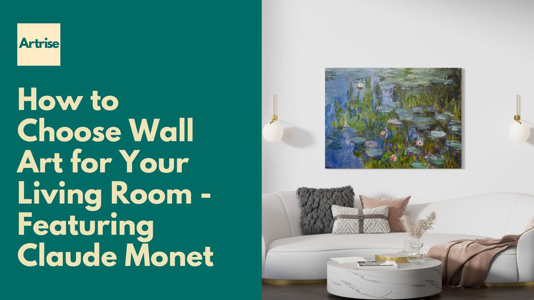 Modern living room with Claude Monet's Water Lilies painting 