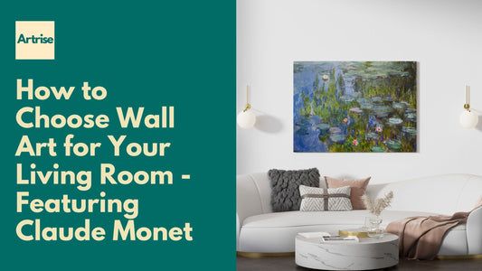 Modern living room with Claude Monet's Water Lilies painting 