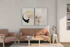 Beige, white and black abstract line art for luxury homes