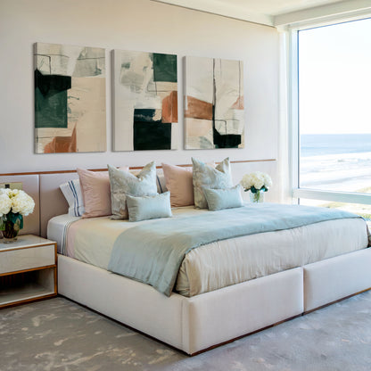 Green and terracotta abstract colour block art – wall art set of 3 – Artrise canvas prints