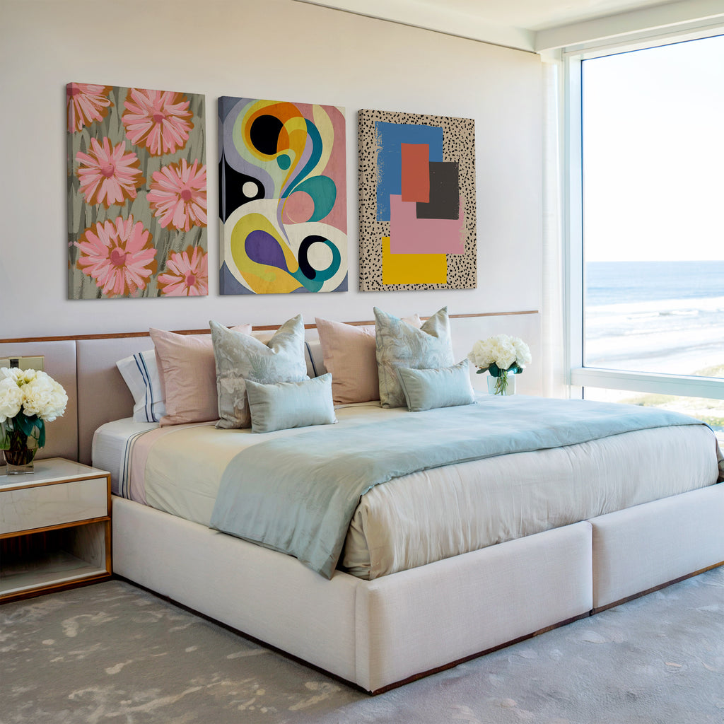 floral abstract wall art set of 3