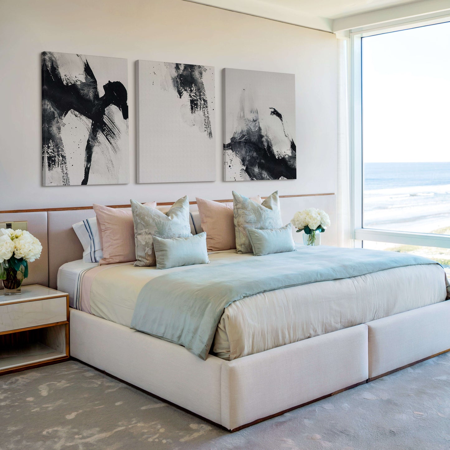 Black and white brushstroke abstract art – wall art set of 3 – Artrise canvas prints