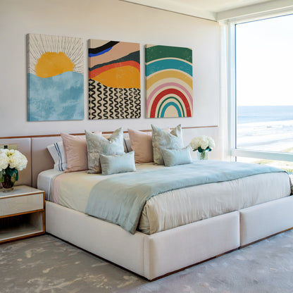 sunrise abstract paintings set of 3 