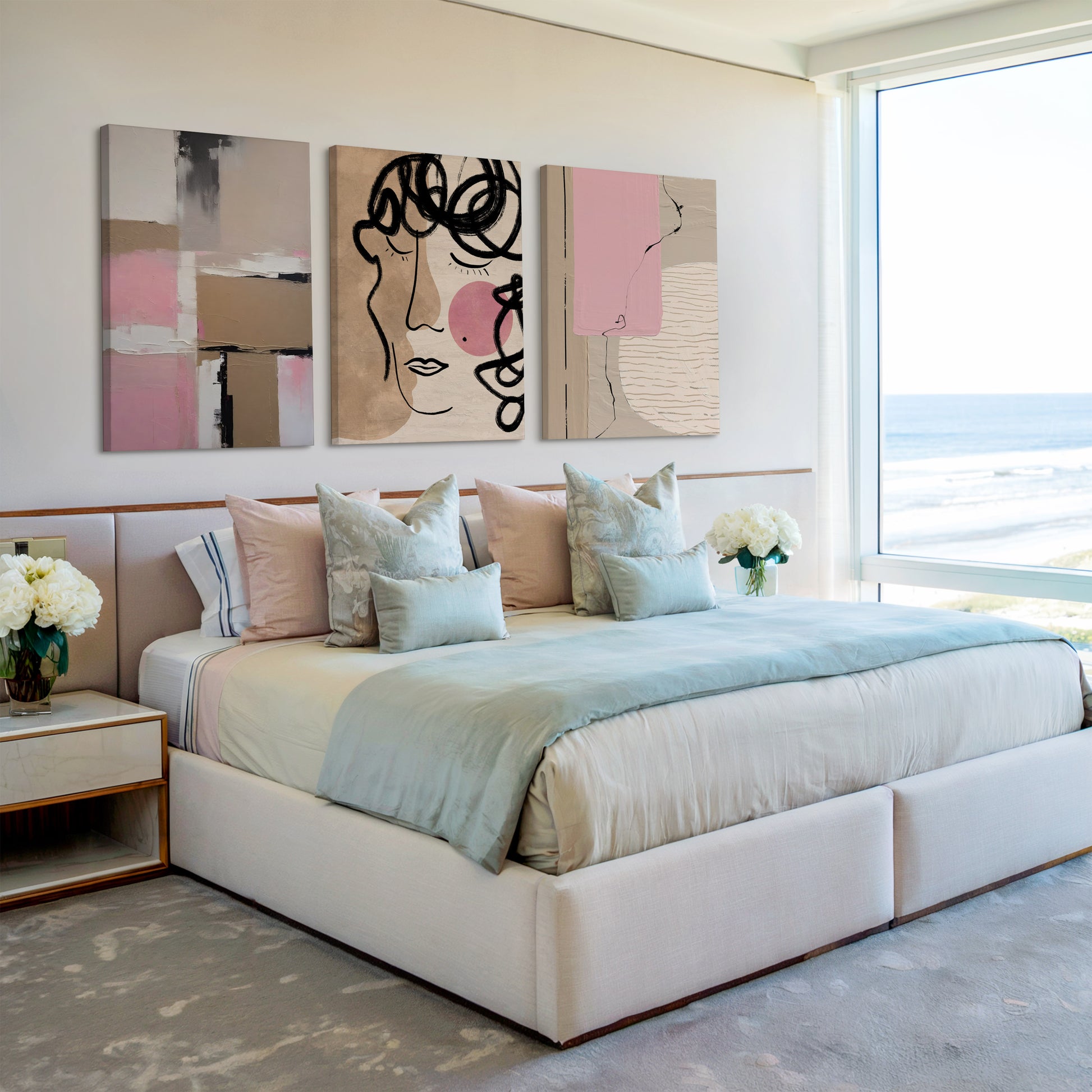 expressive abstract paintings set of 3