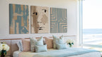 blue beige abstract paintings