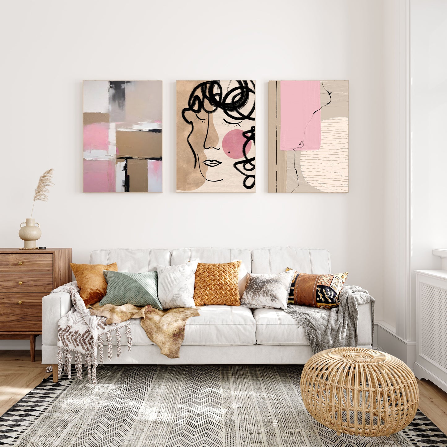 expressive abstract paintings set of 3