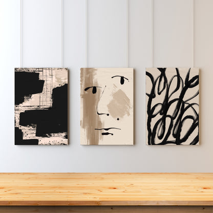 Minimal abstract set of 3 paintings