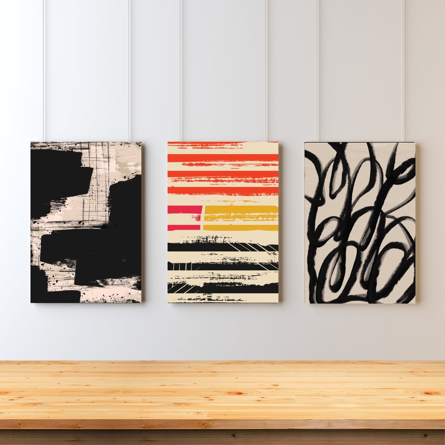 earthy abstract wall art set of 3