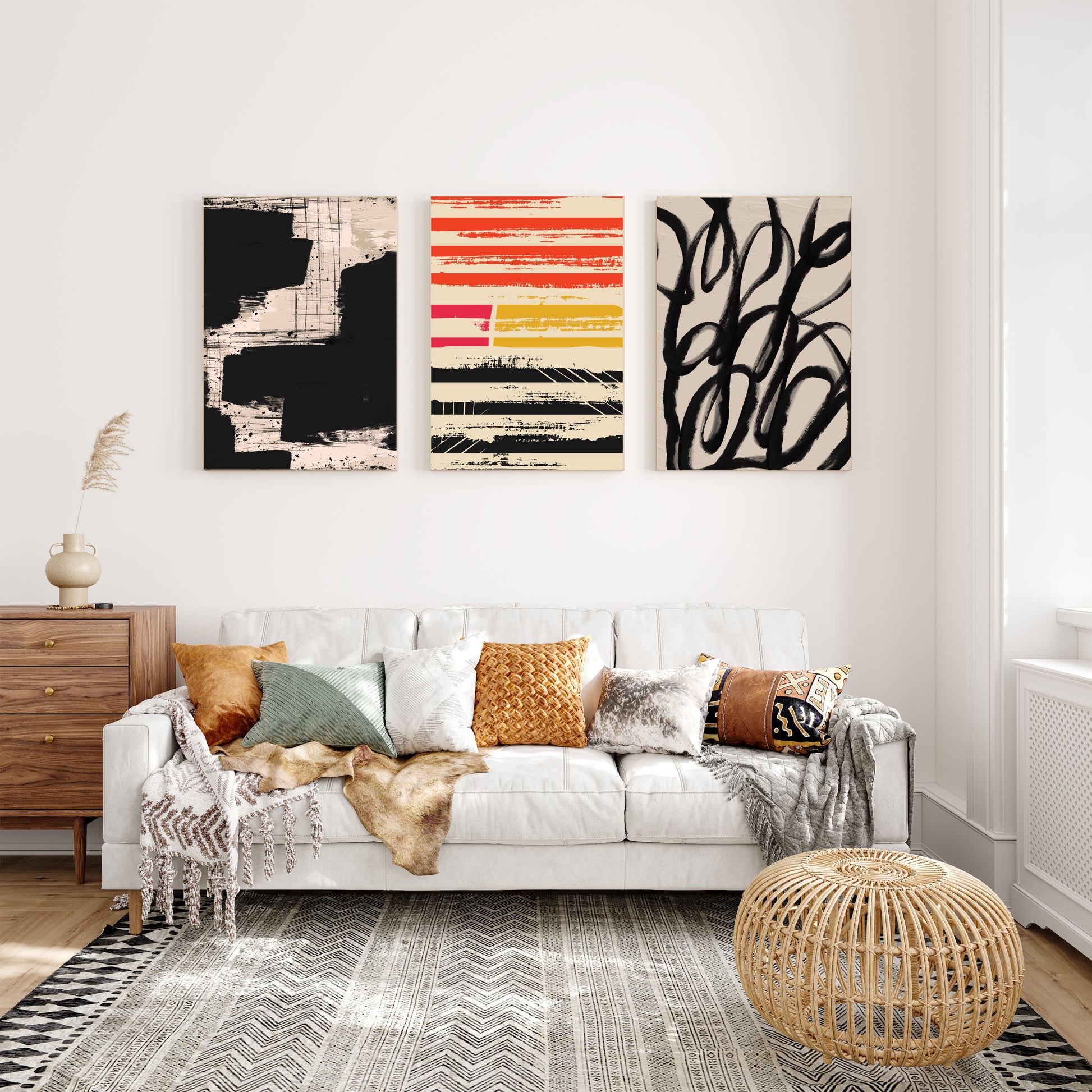 earthy abstract wall art set of 3