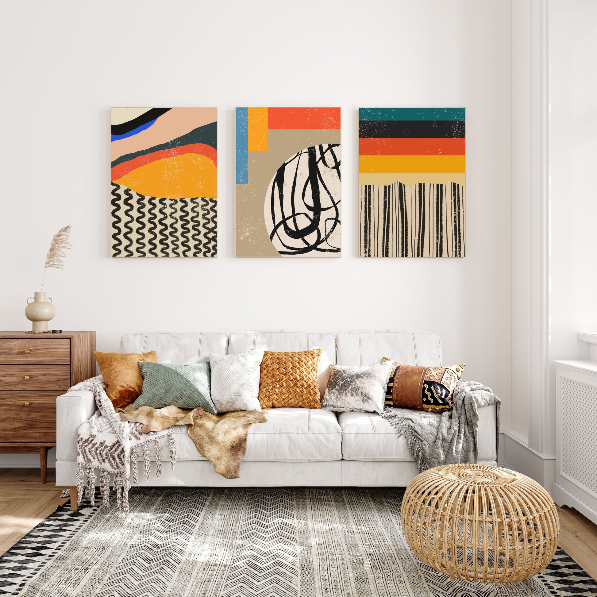graphic abstract wall art set of 3