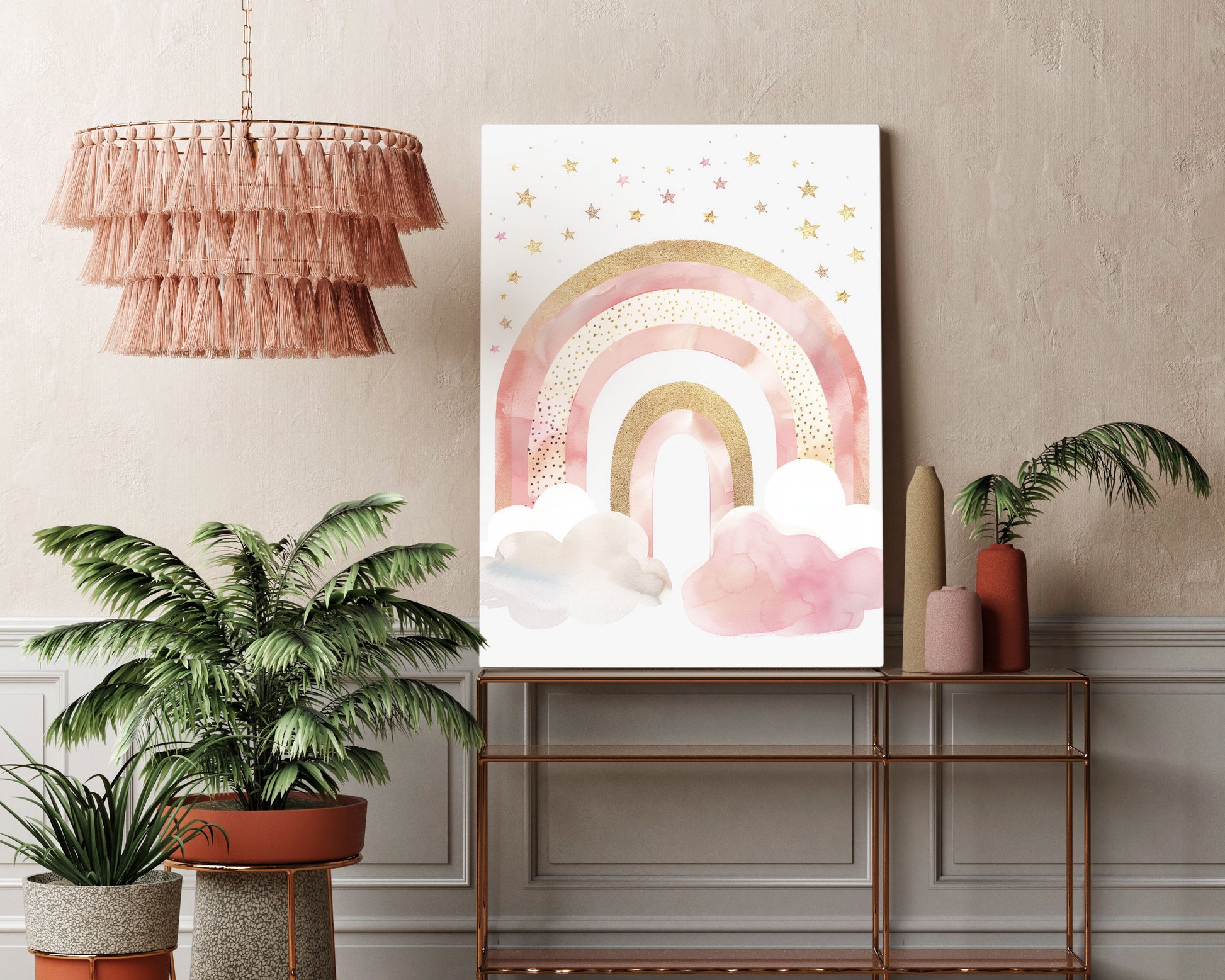 Pink Rainbows Kids Wall Art Print 2 - Artrise