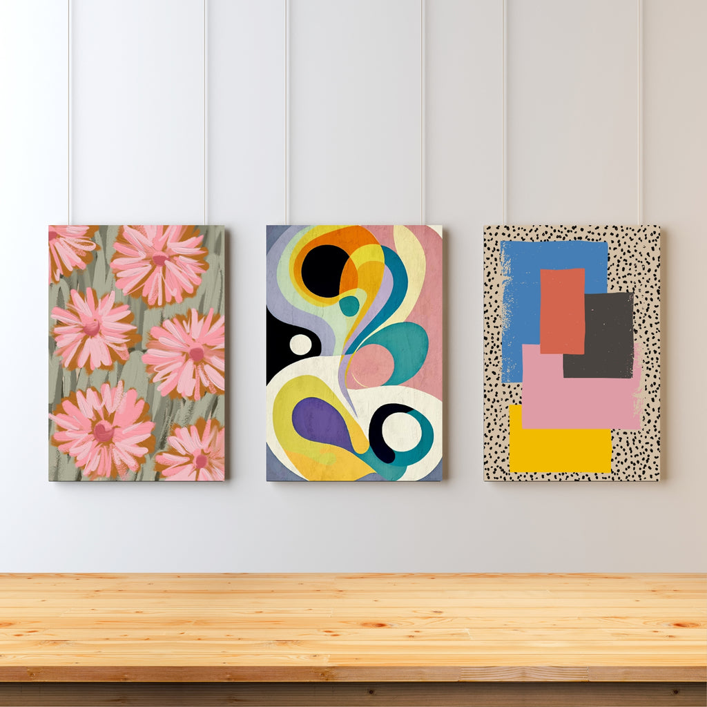 floral abstract wall art set of 3
