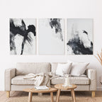 Black and white brushstroke abstract art – wall art set of 3 – Artrise canvas prints