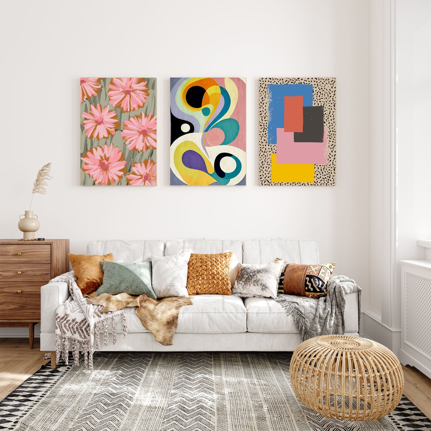 floral abstract wall art set of 3