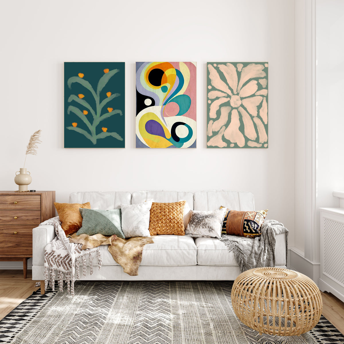 Gentle Forms – Neutral Organic Abstract Wall Art Print - Set of 3