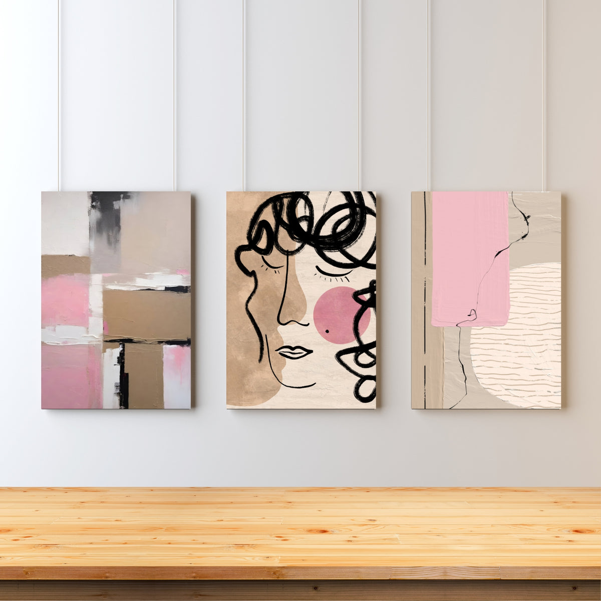 abstract expressions paintings set of 3