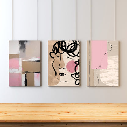 abstract expressions paintings set of 3