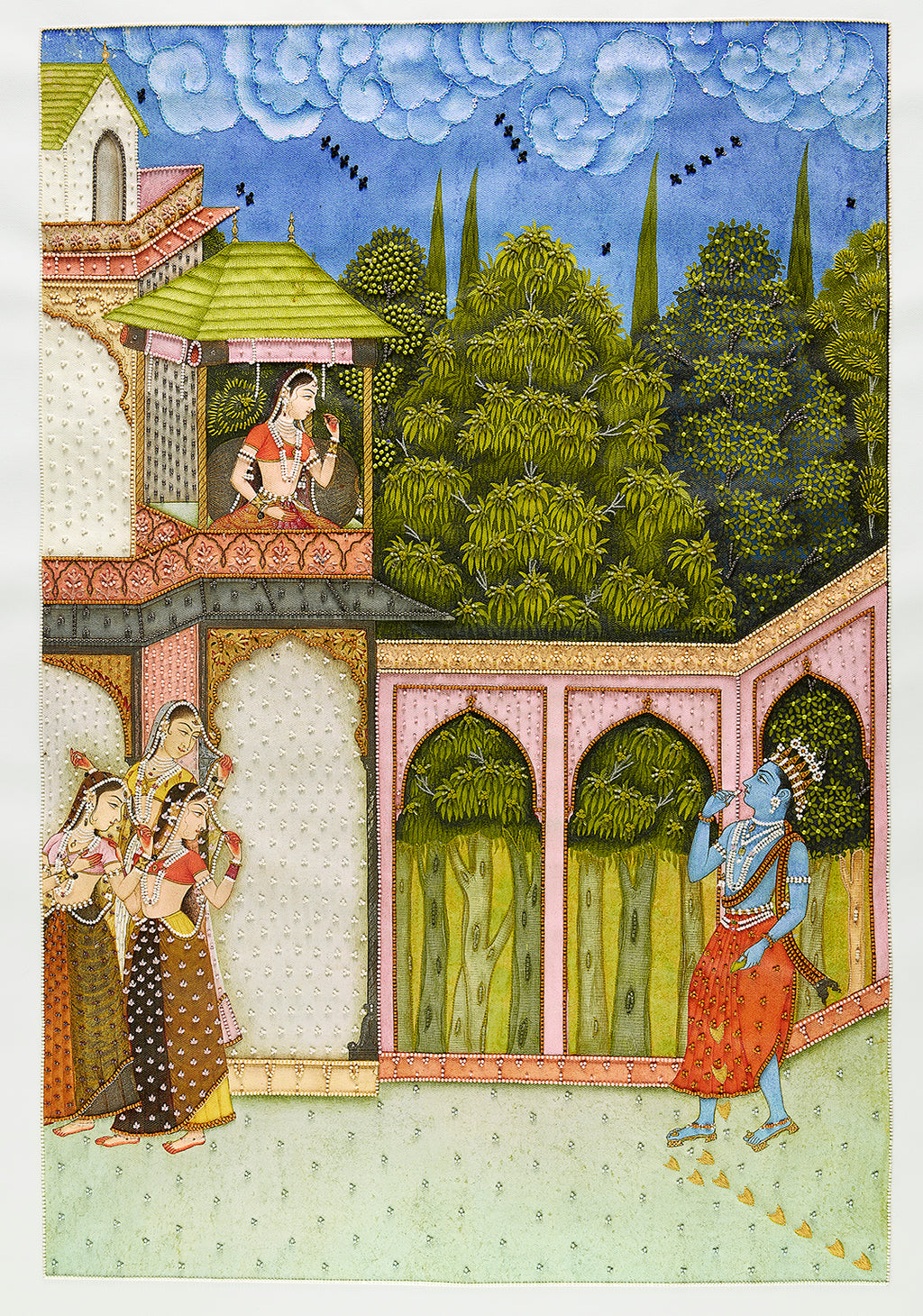 A Glimpse of Radha | Hand-Embroidered Krishna Miniature Wall Art