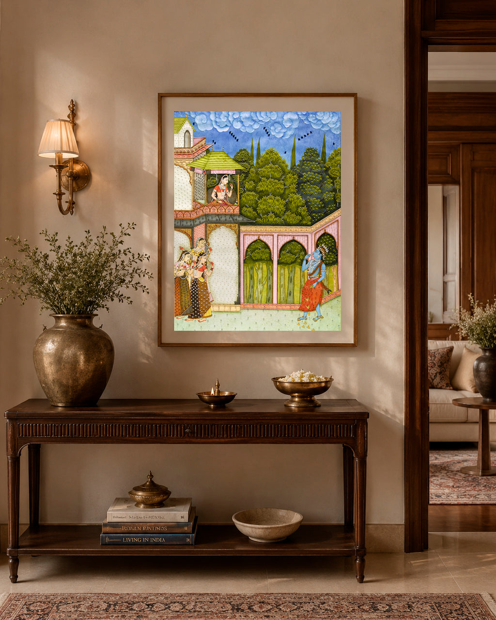 A Glimpse of Radha | Hand-Embroidered Krishna Miniature Wall Art