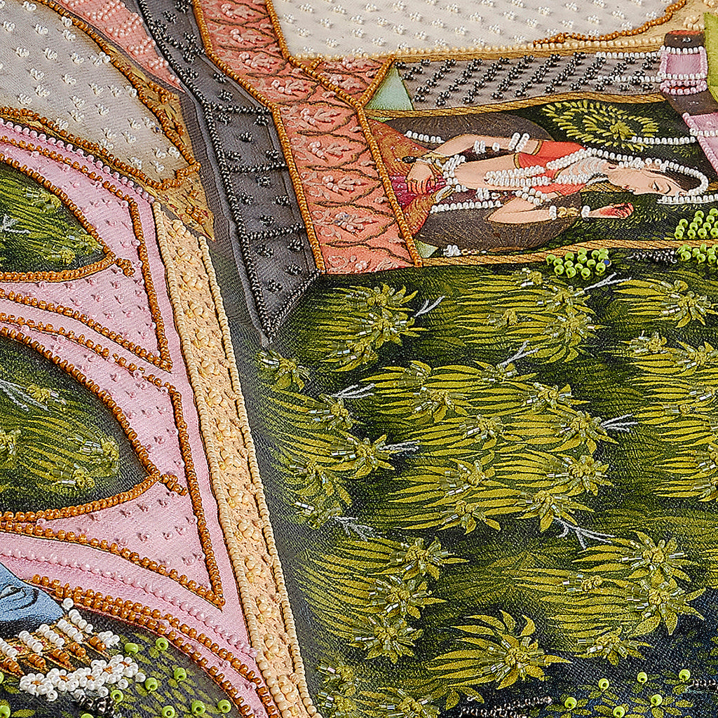 A Glimpse of Radha | Hand-Embroidered Krishna Miniature Wall Art