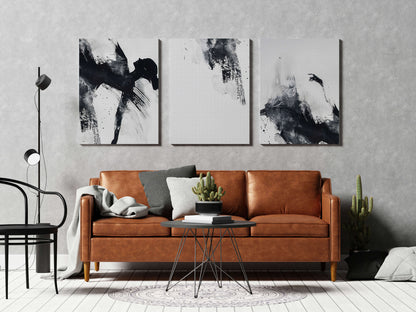 Black and white brushstroke abstract art – wall art set of 3 – Artrise canvas prints
