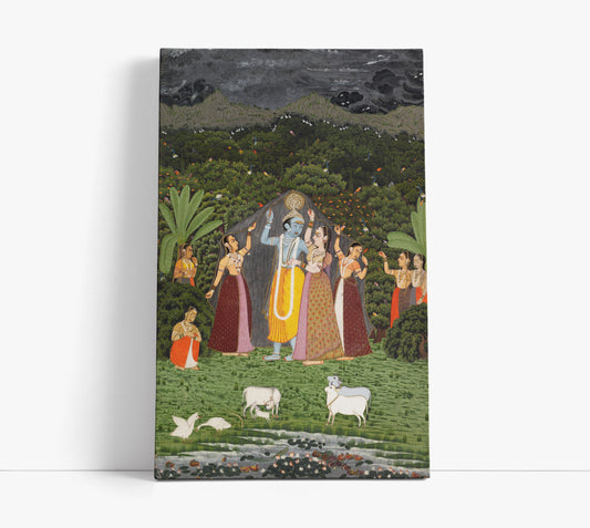 Krishna and the Gopis Take Shelter from the Rain, India (Rajasthan, Jaipur) // Wall Art Print - Artrise