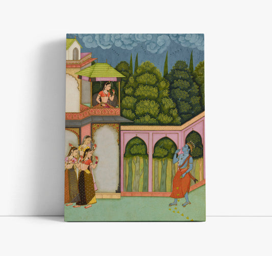 Krishna approaches Radha Wall Art Print - Artrise