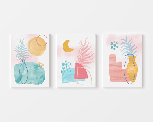 Scandi Summer - Set of 3 Wall Art