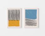 Mid-Century Modern Colorblock Geometric Abstract set of 2 wall art
