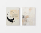 Beige, white and black abstract line art for luxury homes
