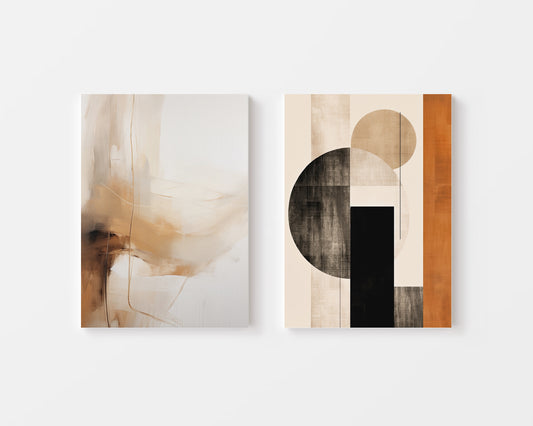 Beige Neutral Abstract & Geometric Shapes Art for luxury interiors