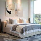 Beige, white and black abstract line art for luxury homes