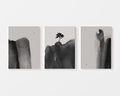 japanese ink wash sumi e set of 3 paintings