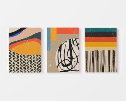graphic abstract wall art set of 3