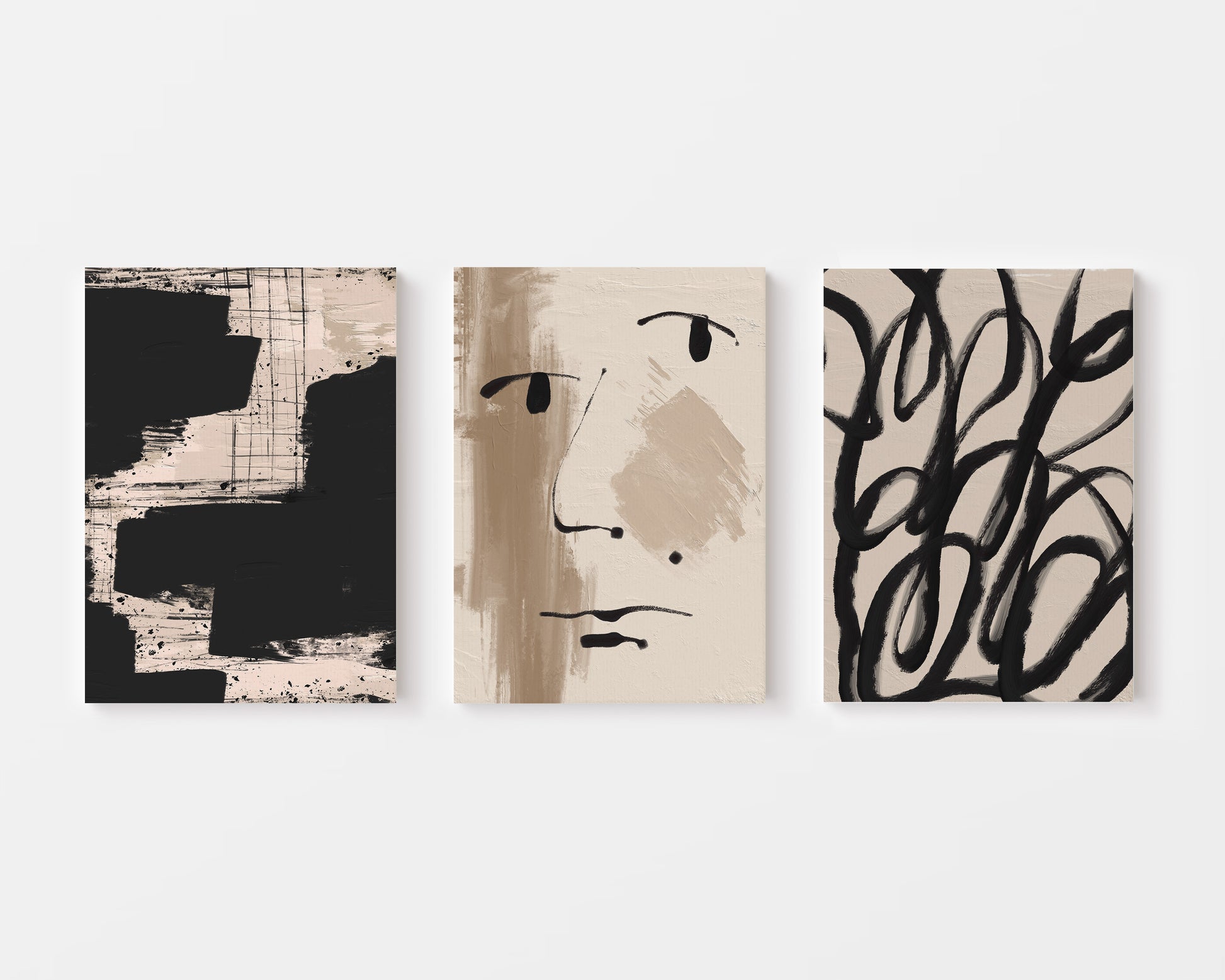 Minimal abstract set of 3 paintings