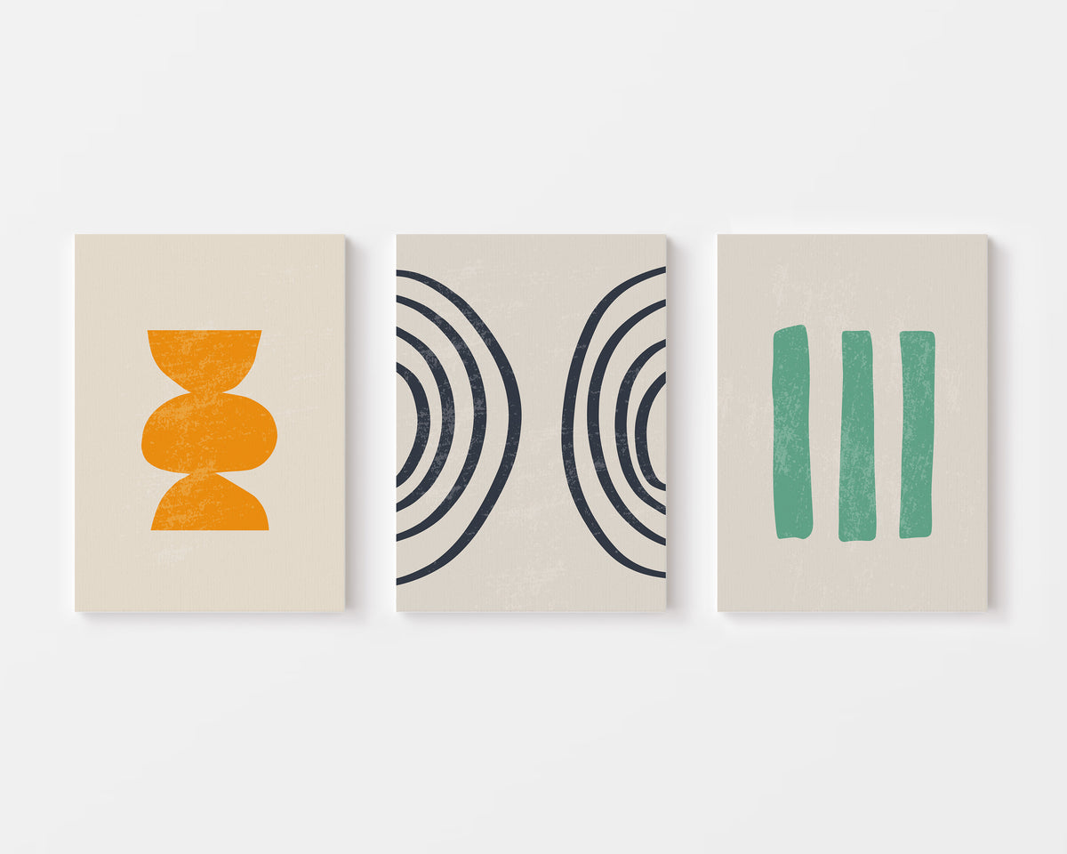 Retro Shapes Trio – Set of 3 Mid-Century Modern Wall Art Prints