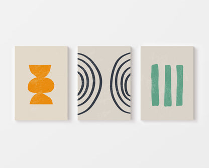 Retro Shapes Trio – Set of 3 Mid-Century Modern Wall Art Prints
