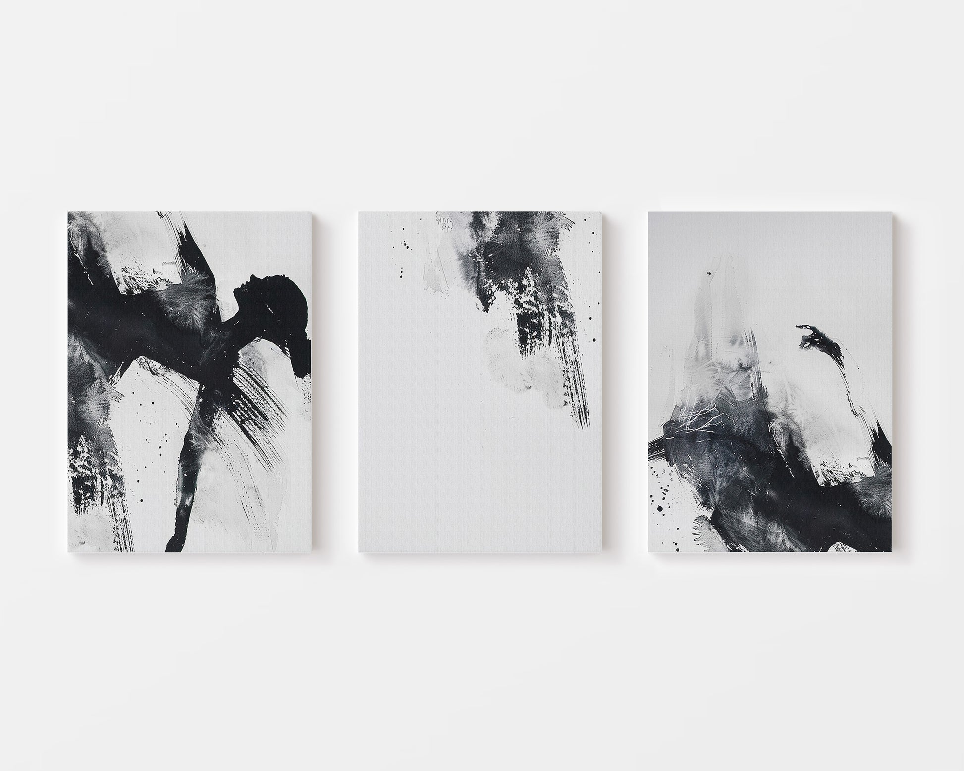 Black and white brushstroke abstract art – wall art set of 3 – Artrise canvas prints