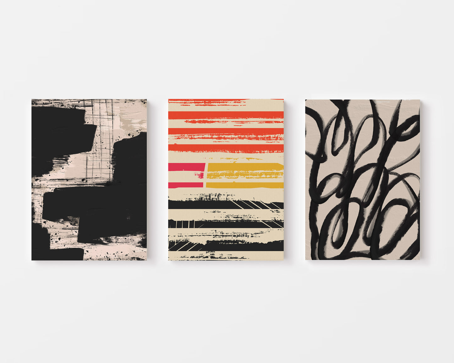 Layered Rhythm – Earthy Abstract Wall Art Set of 3