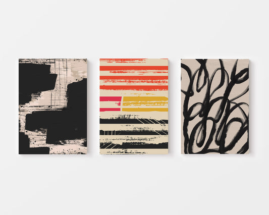 Layered Rhythm – Earthy Abstract Wall Art Set of 3